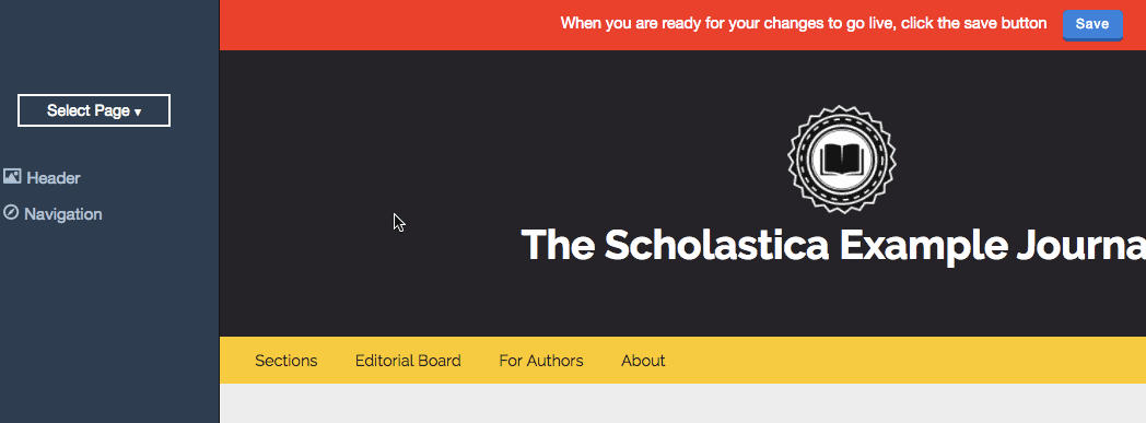 Animated gif showing how to edit navigation bar color