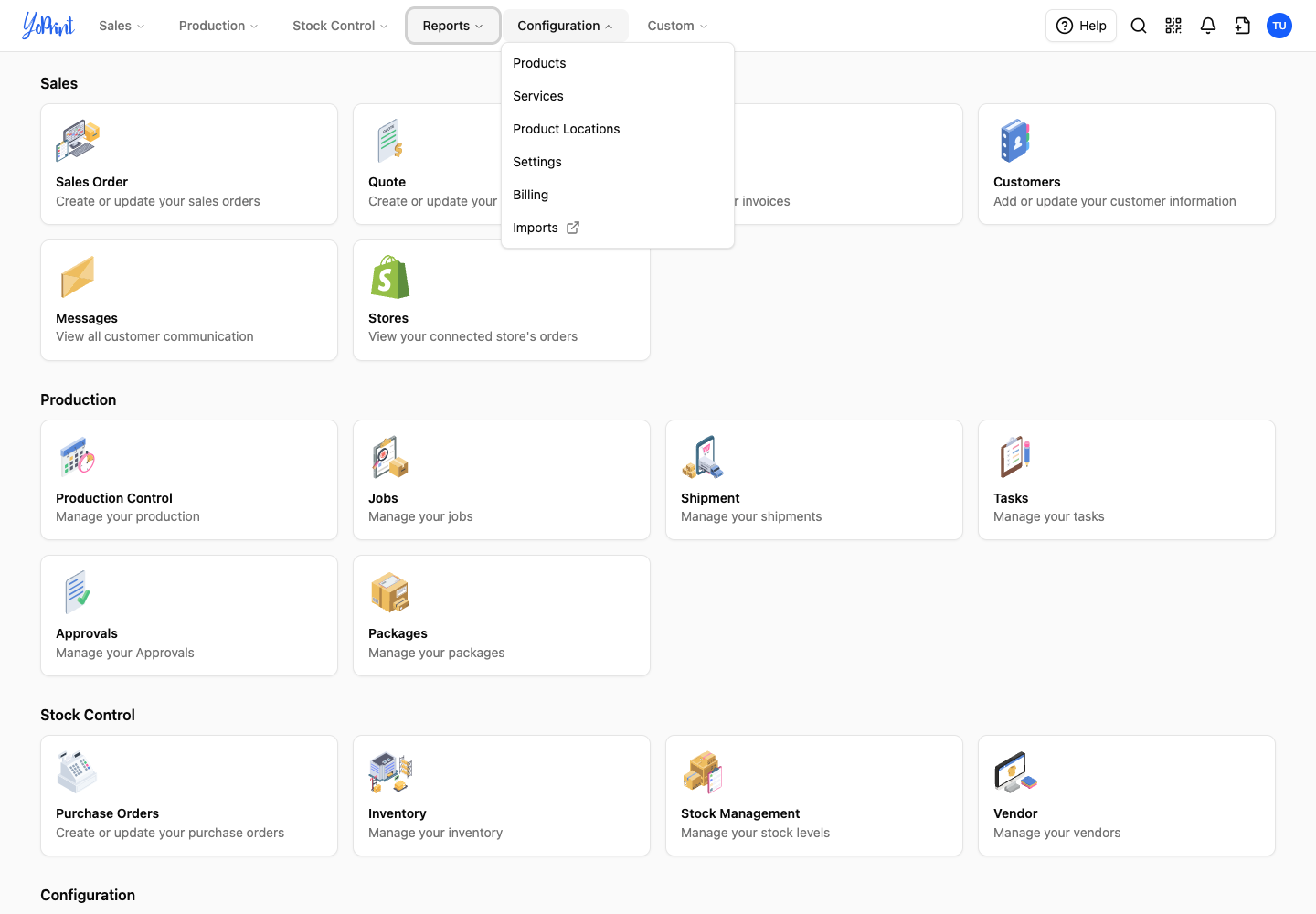 The current Configuration menu