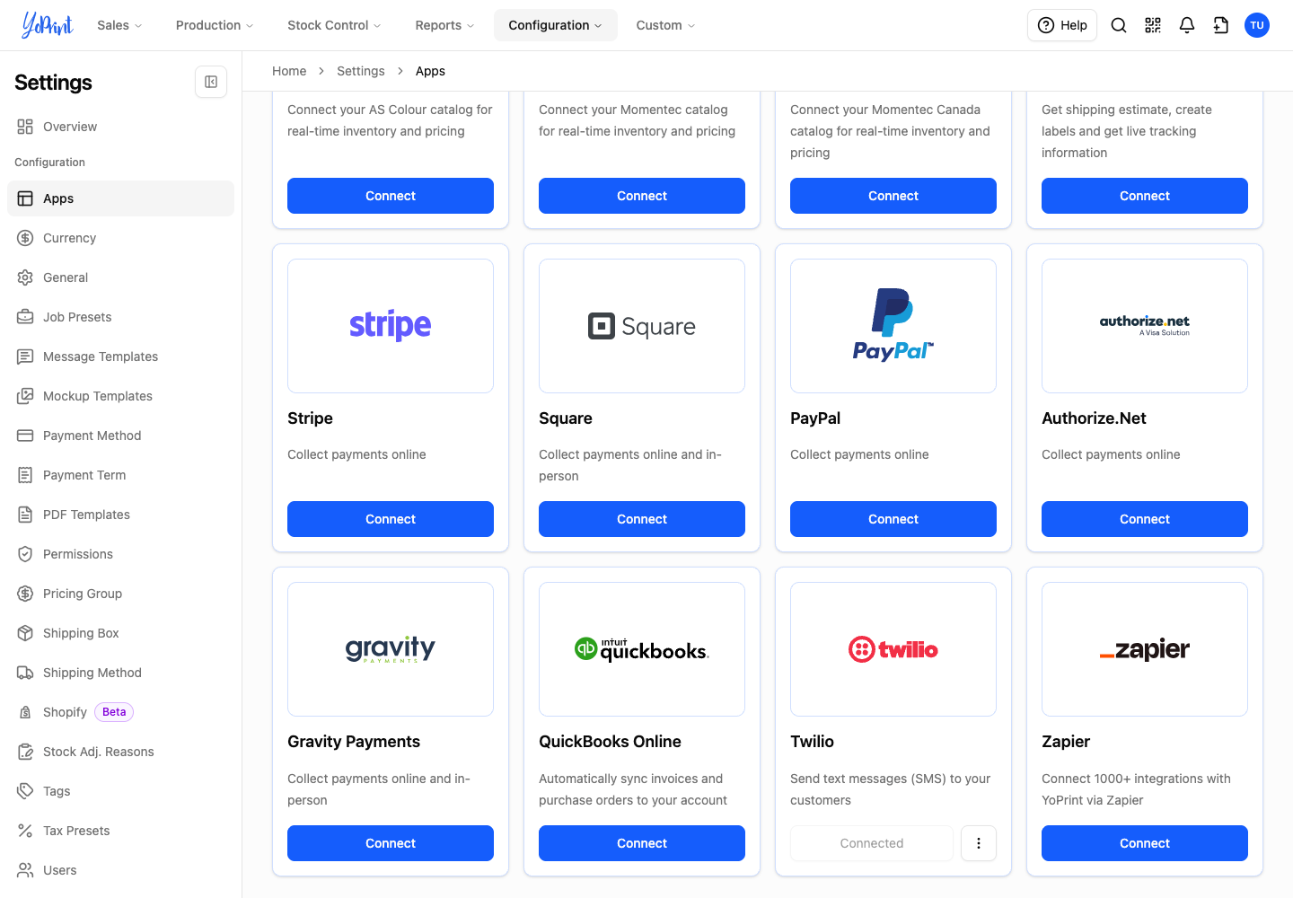 Connected Twilio card