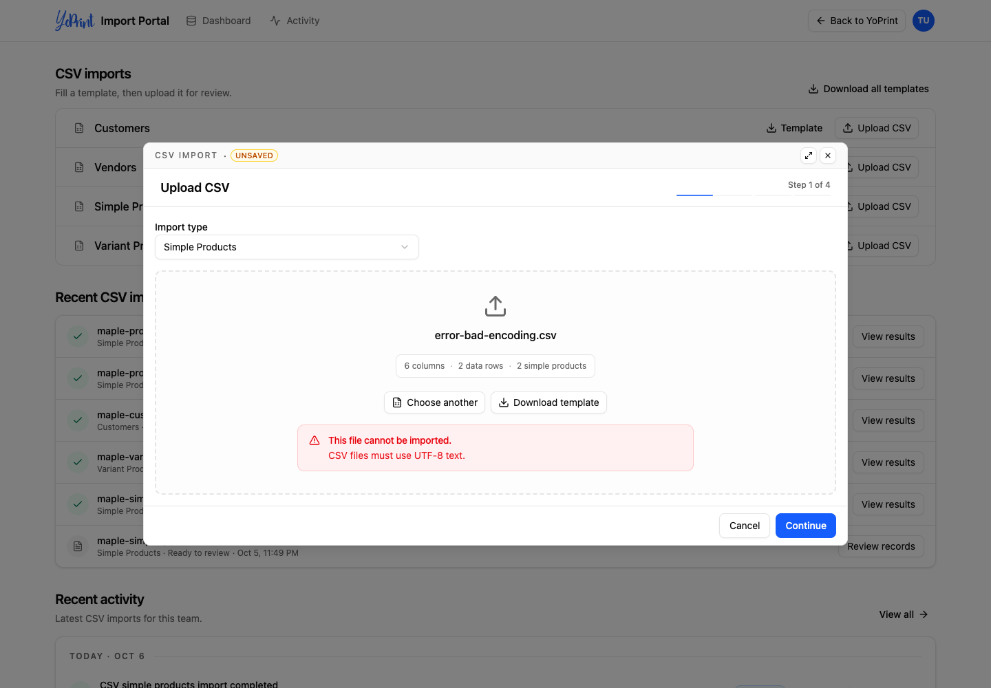 The current UTF-8 file error