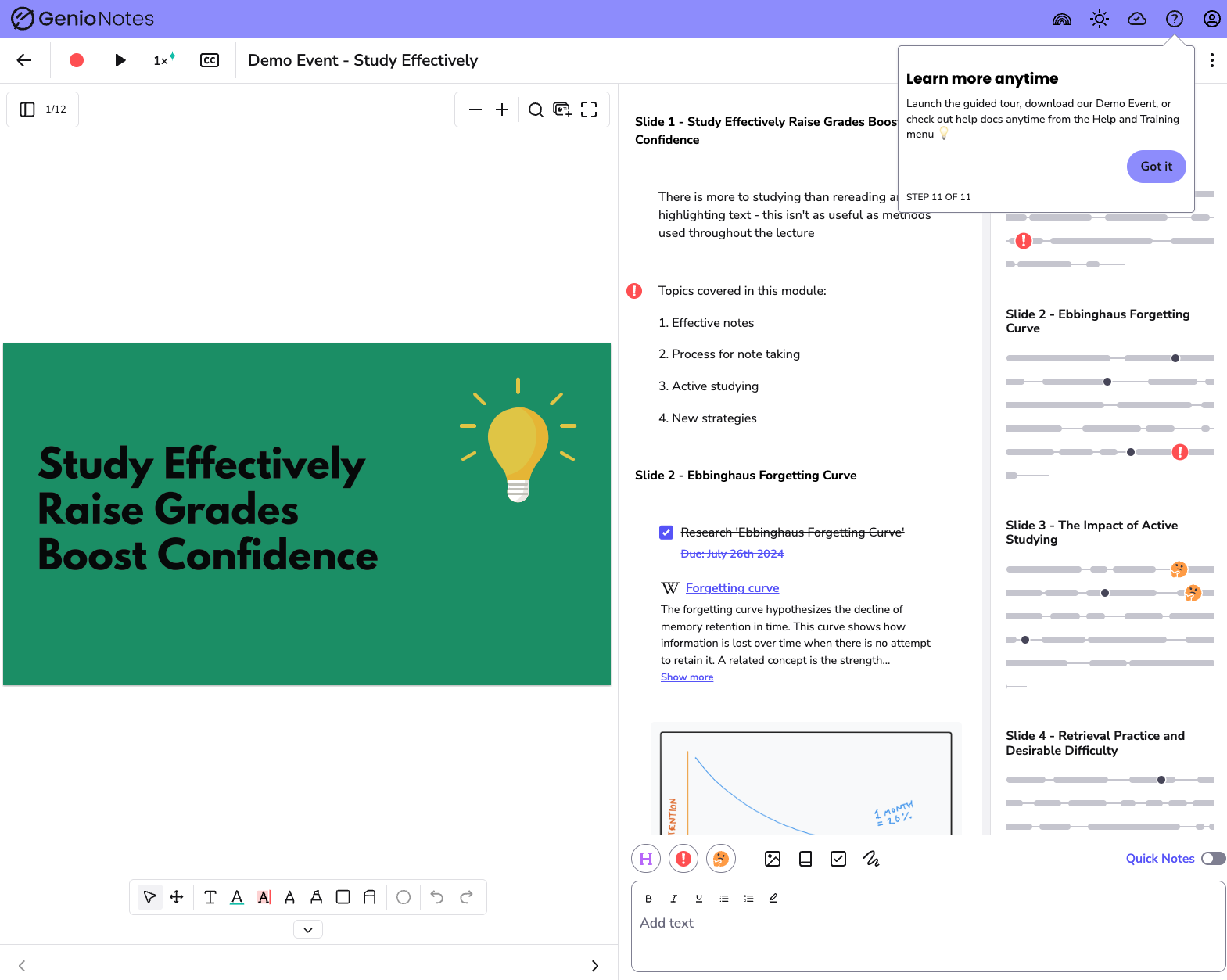 image shows the demo event downloaded