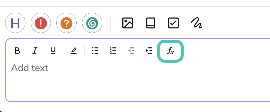 Image of a text box highlighting the formula icon which is fx.