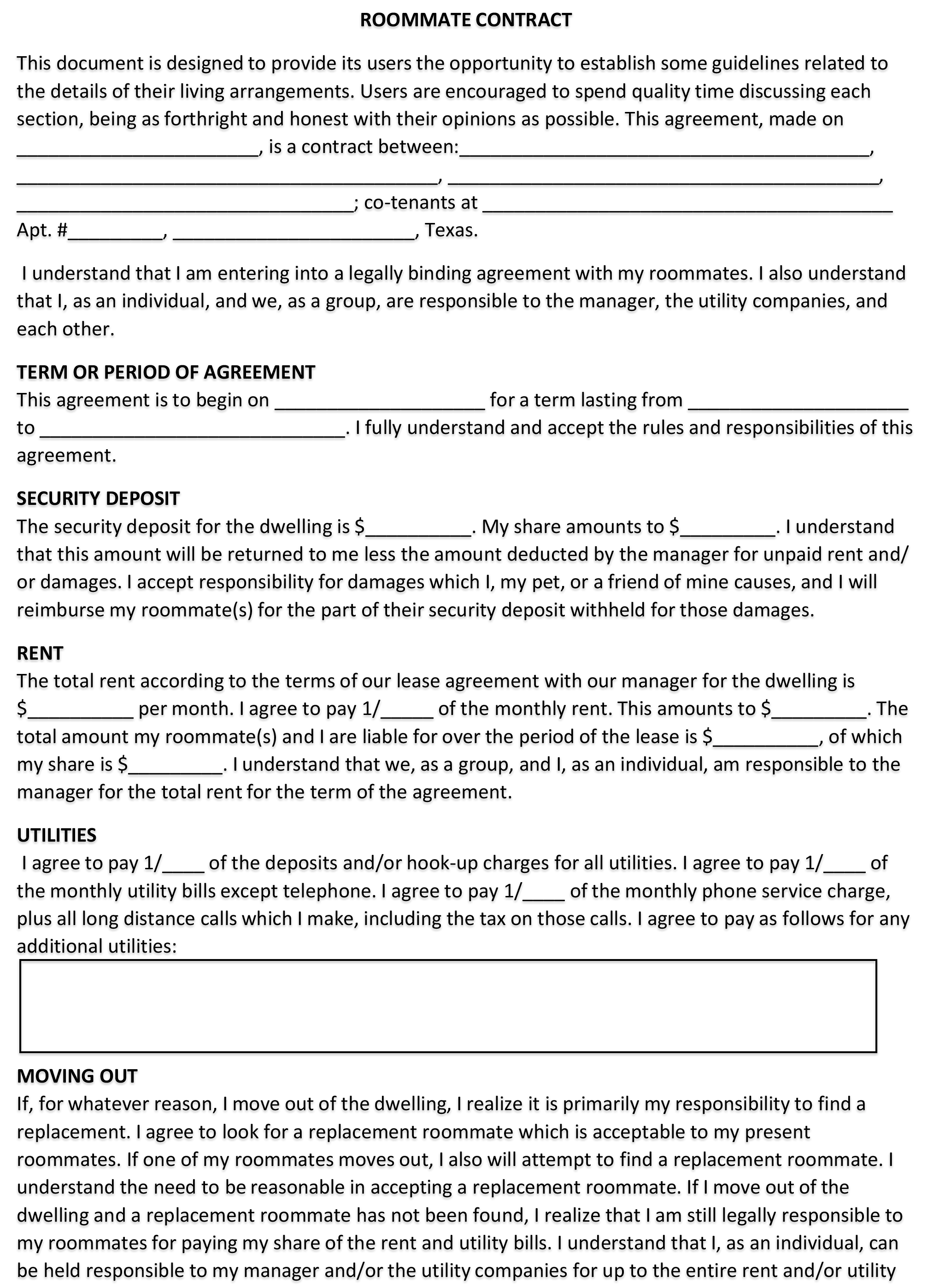 Roommate Contract