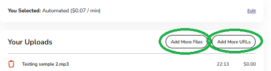 TM Support/HelpScout/Screenshots/Order Now Process 2026/Automated Transcription/2026 Screenshots/Order Now Customize upload more files urls automated 2026.png