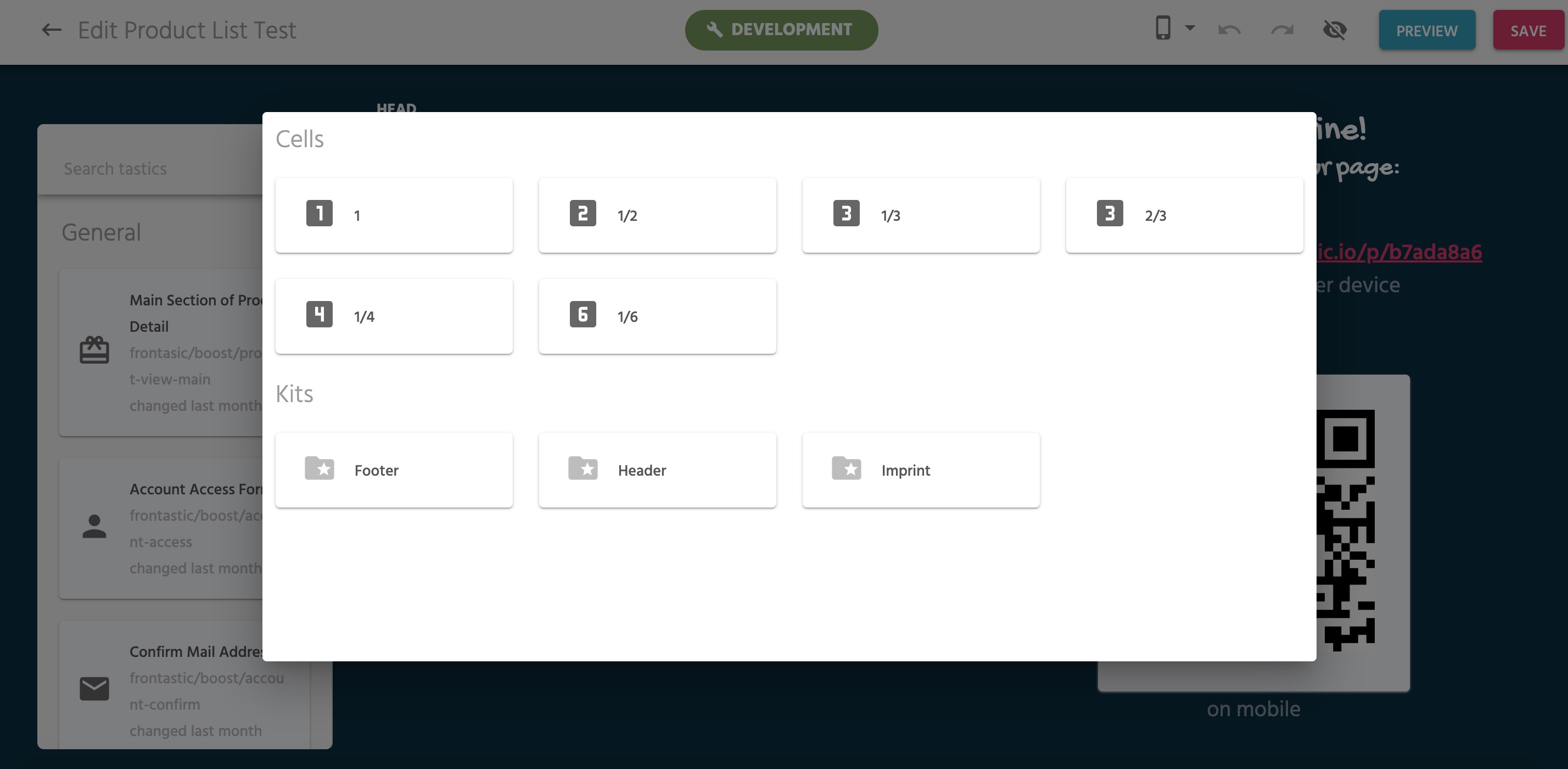 Tastic Cell Layout Screen