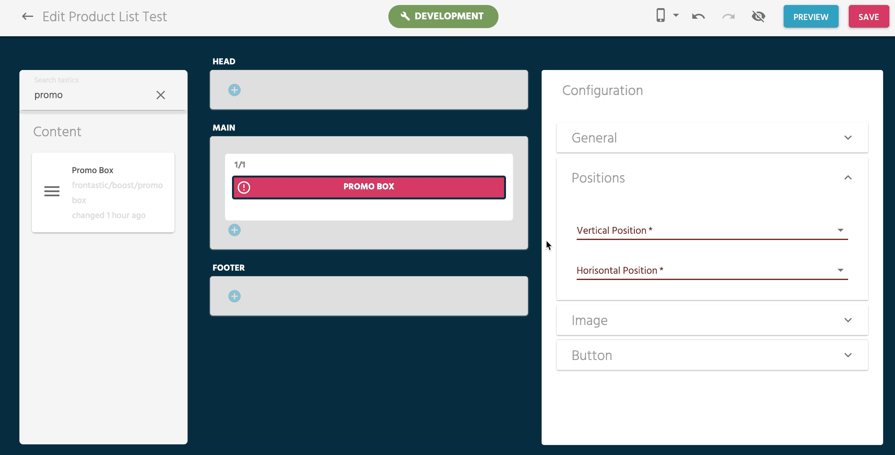 Tastic Configuration Panel GIF