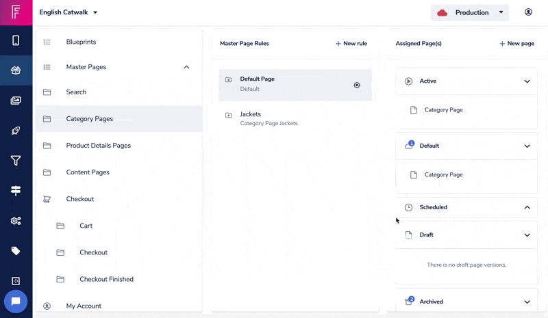 Scheduling a new version of a category page