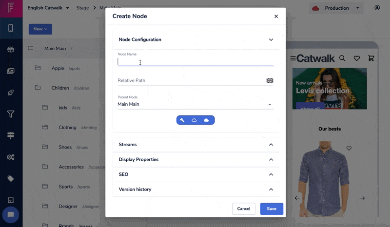 Editing node configuration for category page