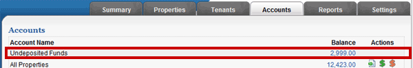 Undeposited Funds Bank Ledger