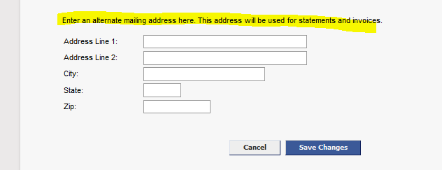 alternate mailing address
