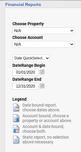 Customize financial reports and legend