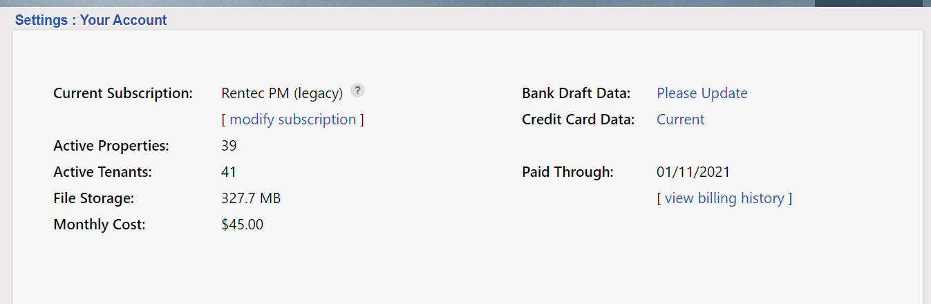 How to check for legacy pricing on Your Account and Subscription page