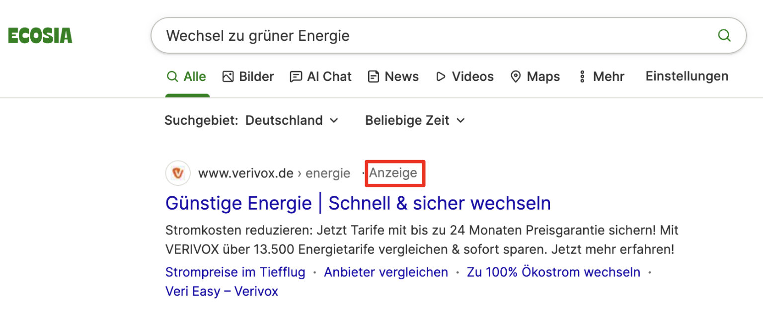 Screenshot with ad