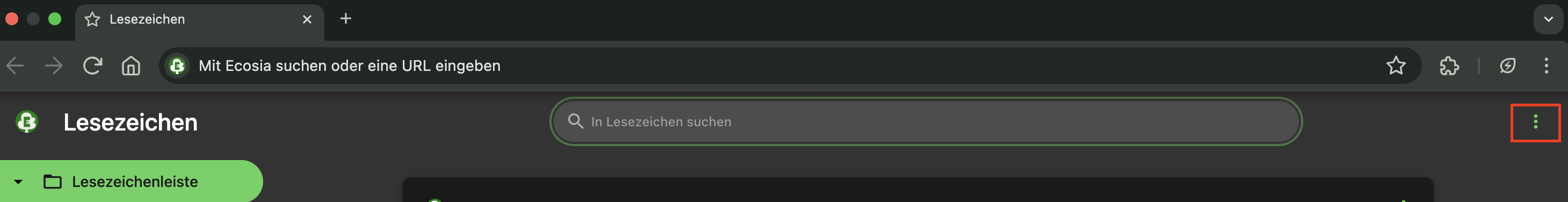 Screenshot Lesezeichen Menü