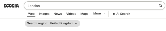 screenshot search bar with search region UK