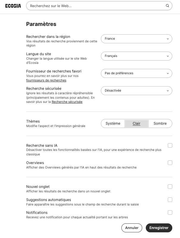 Screenshot settings page