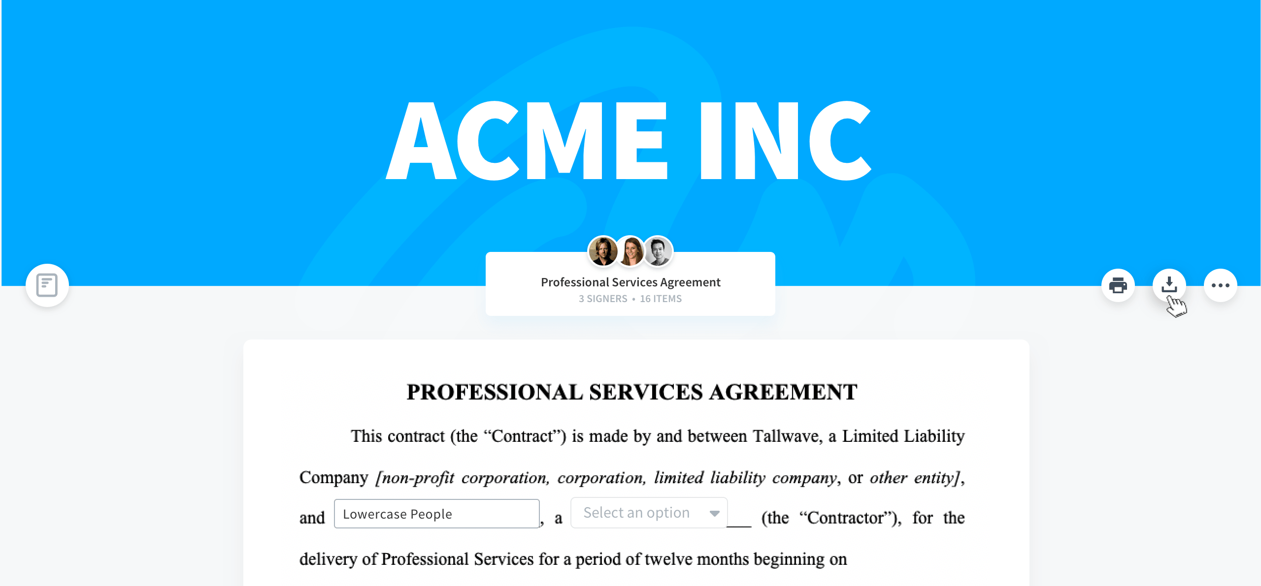 select to save package