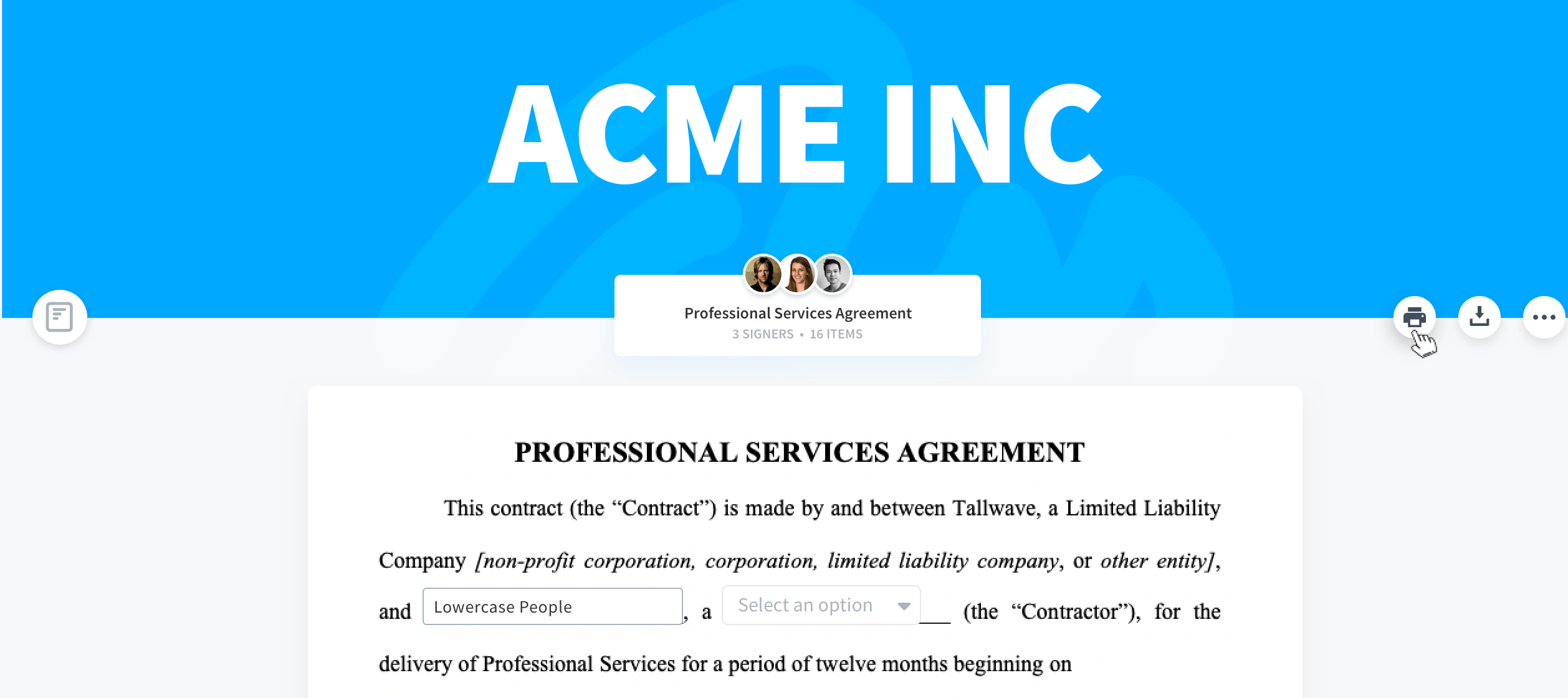 select to print package