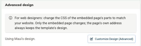 the Advanced design section with the Customize Design (Advanced) button