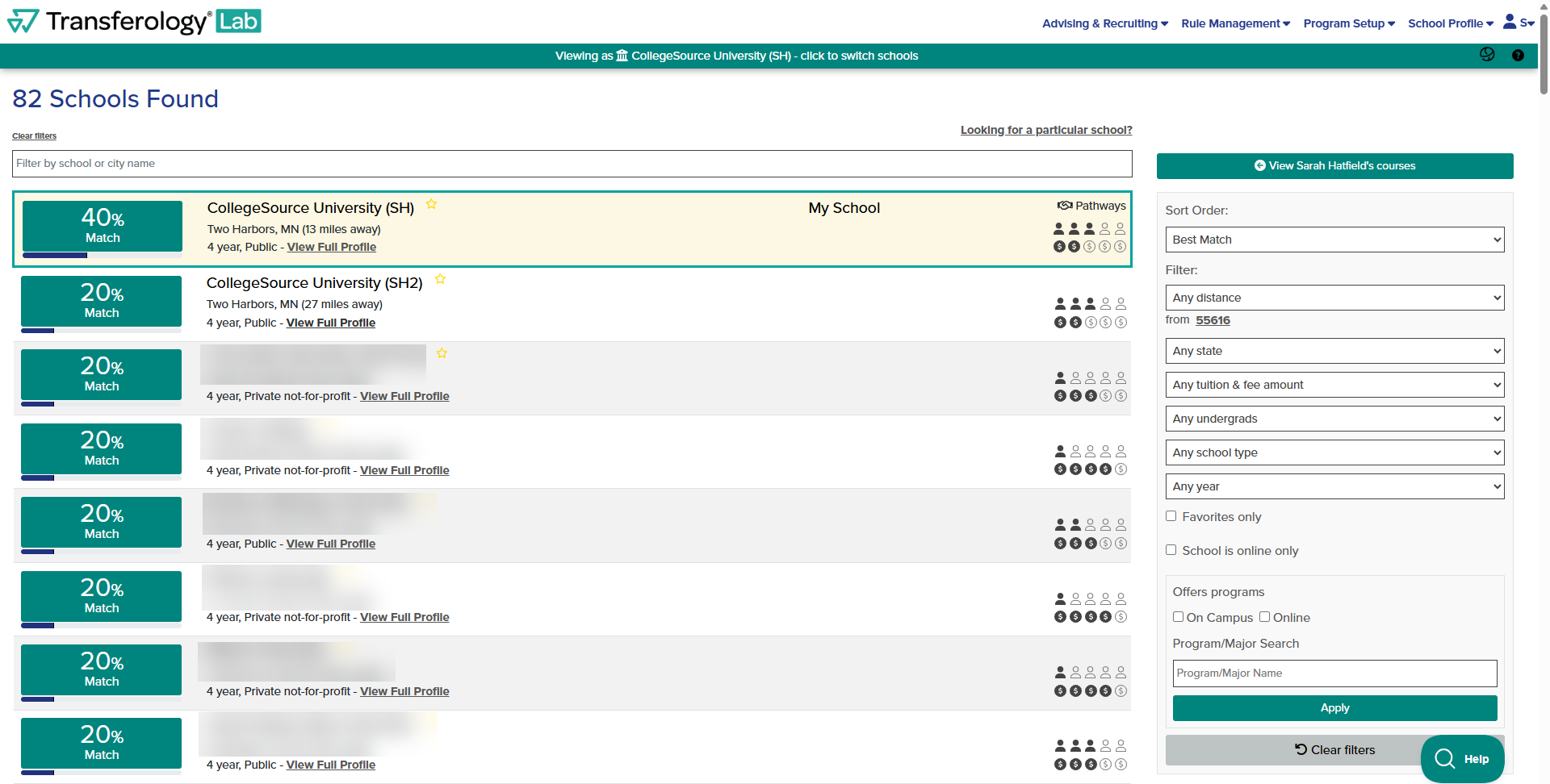 Match results. 82 schools found.