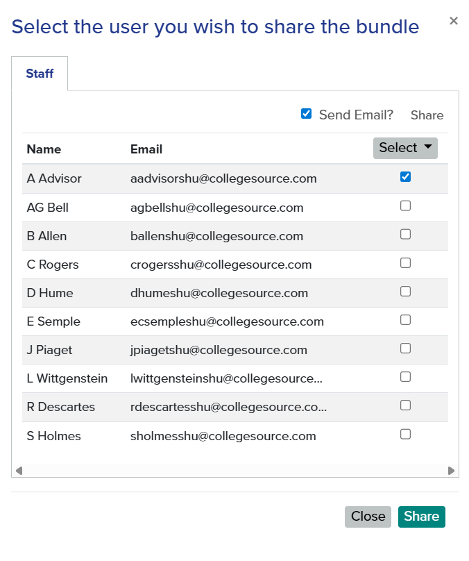 List of Transferology Lab users at CollegeSource University SH.