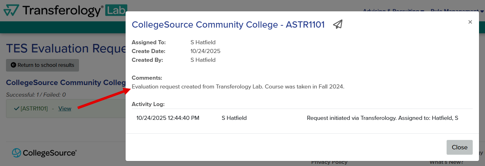 Callout illustrates the location of the View button.