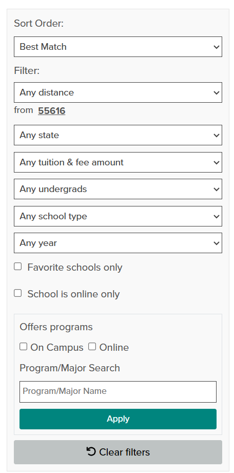 Sort Filter box as described below.