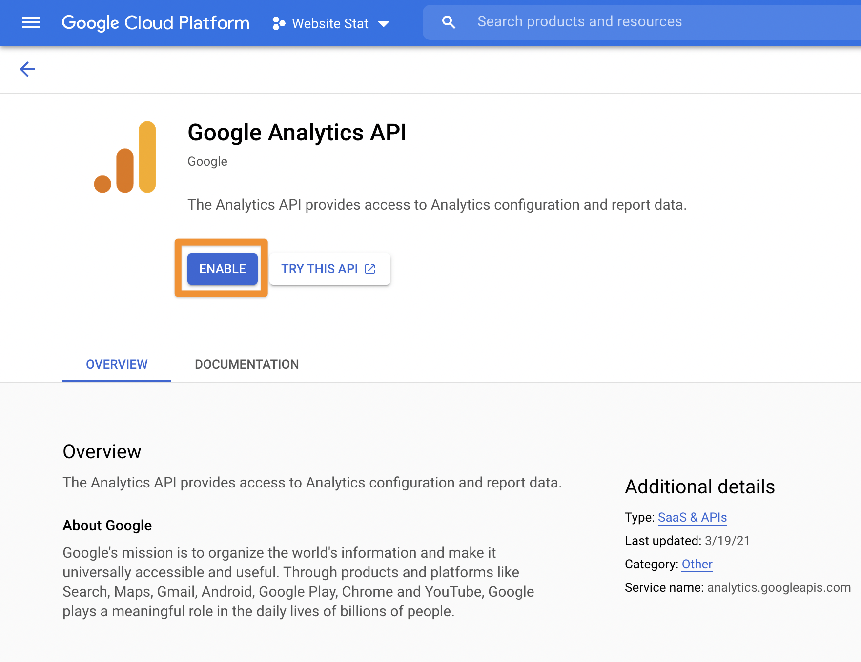  Google Analytics API Key Seed Webs Docs