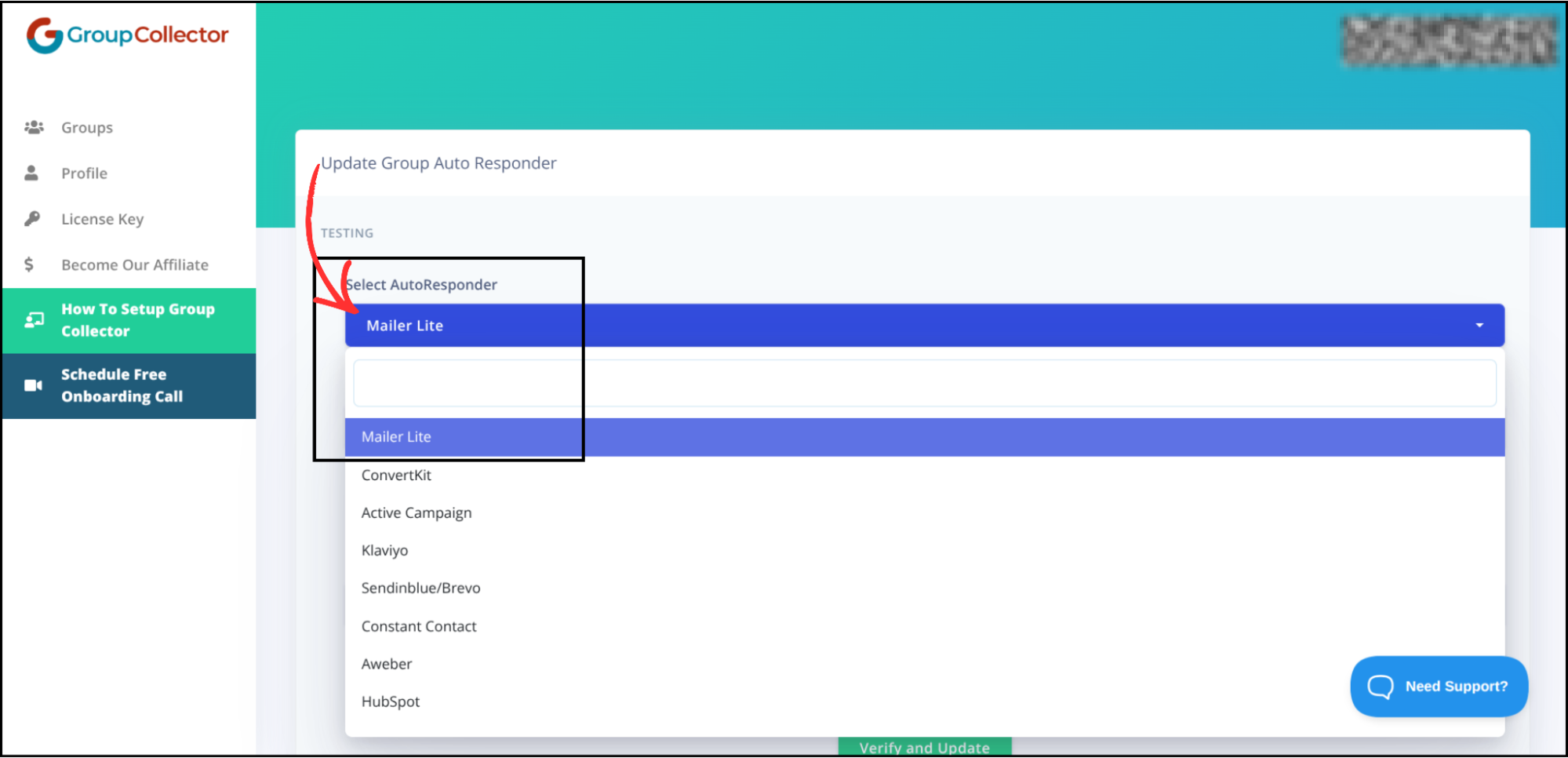MailerLite integration step screenshot