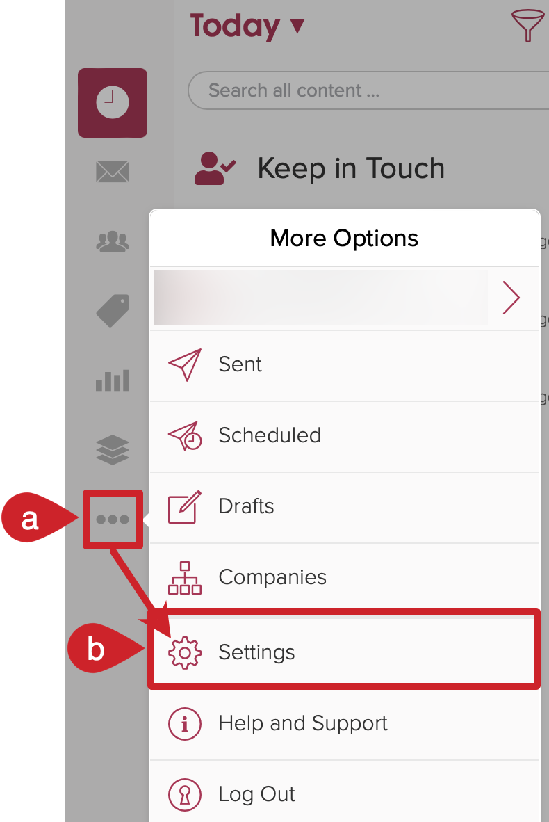 Navigate to Cloze settings: Tap on More (lower left) > Select Settings.
