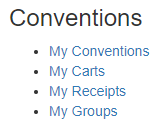 Conventions sub menu on tte website.