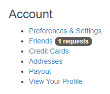 Account sub menu from tte website showing a waiting request.