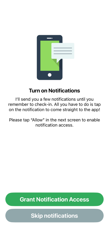Snug screen asking the customer to grant notification access