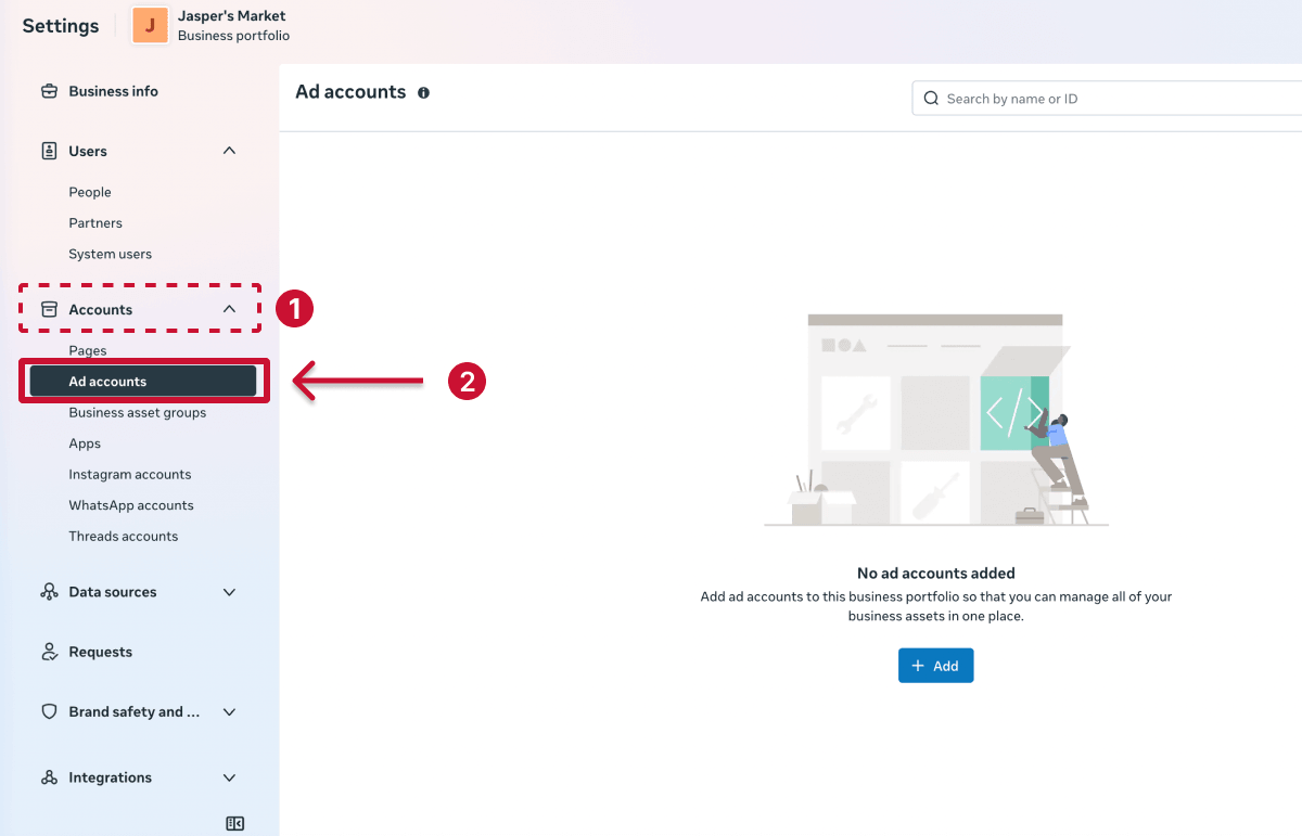 Ad accounts in business portfolio