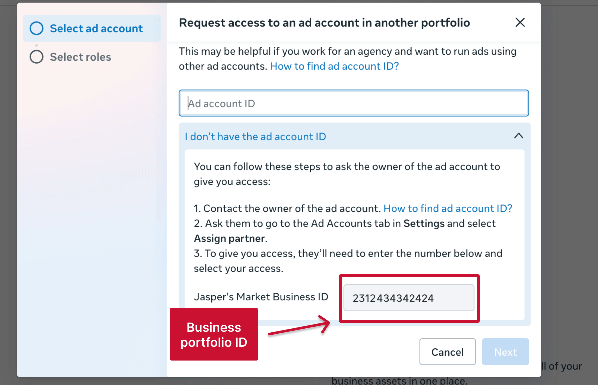 find your business portfolio id