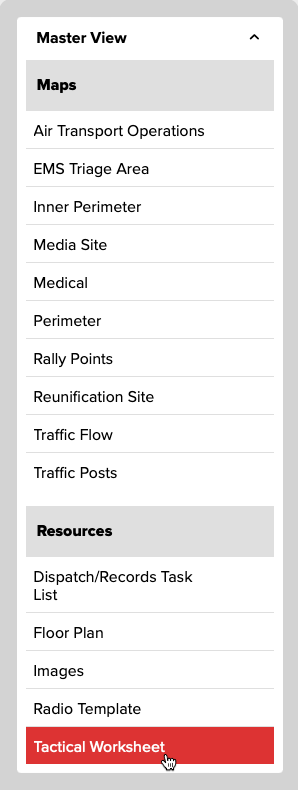 Figure 1. The expanded Master View menu