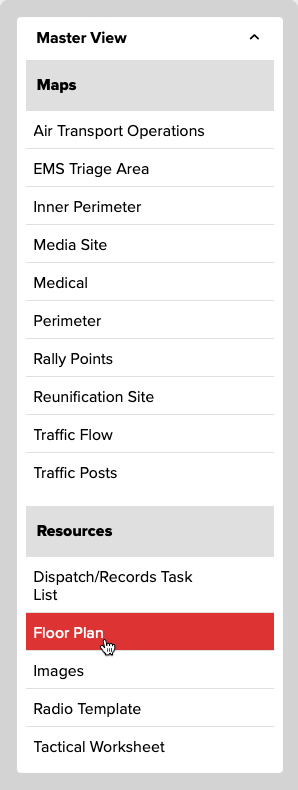 Figure 1. The expanded Master View menu