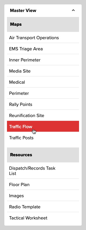 Figure 1. The expanded Master View menu