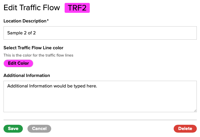 Figure 9. The Edit Traffic Flow screen