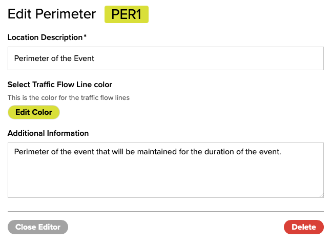 Figure 8. The Edit Perimeter screen