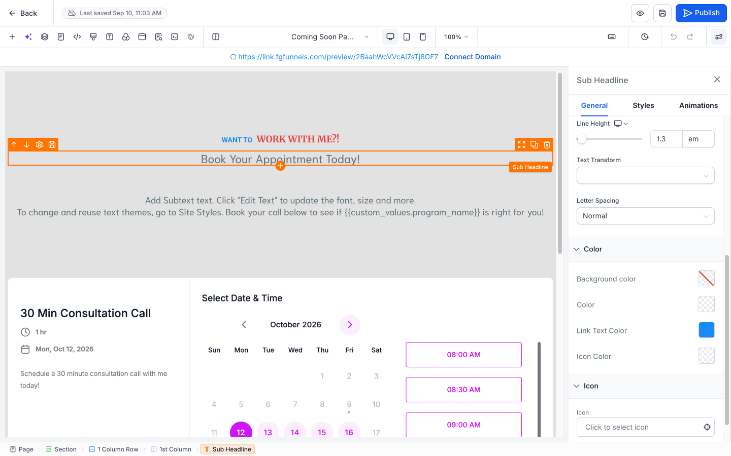 the Background color setting with its square swatch in the element's Color settings