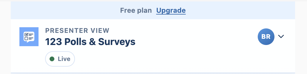 The Free plan bar with Upgrade at the top of the app