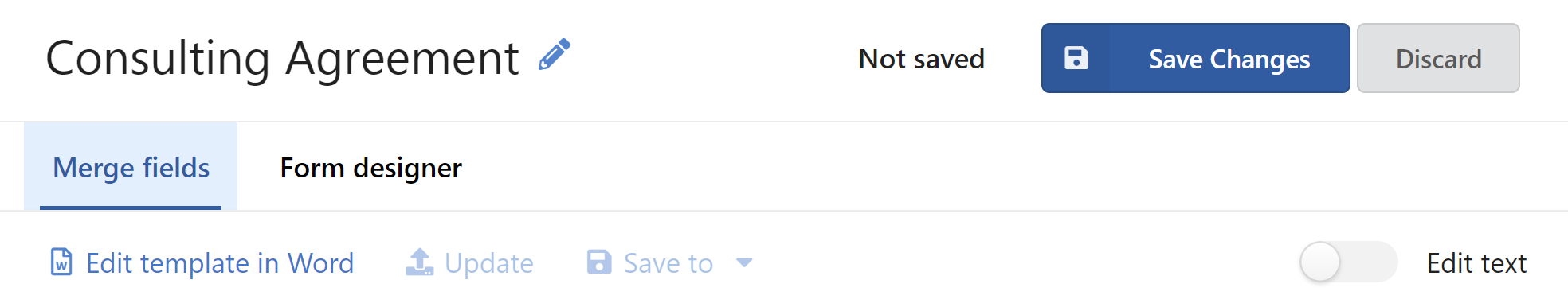 Save Changes button will save your changes to the document template