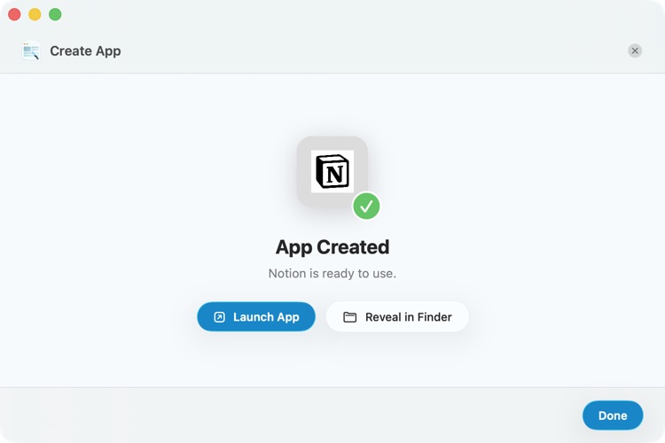 App Created screen