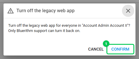 The confirmation message naming the account