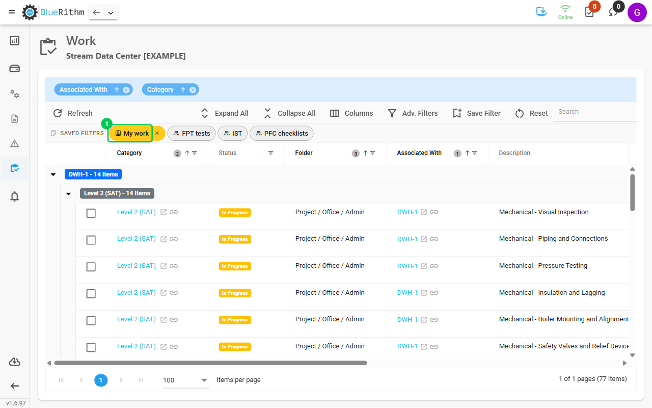 The Work page with My work applied (1)