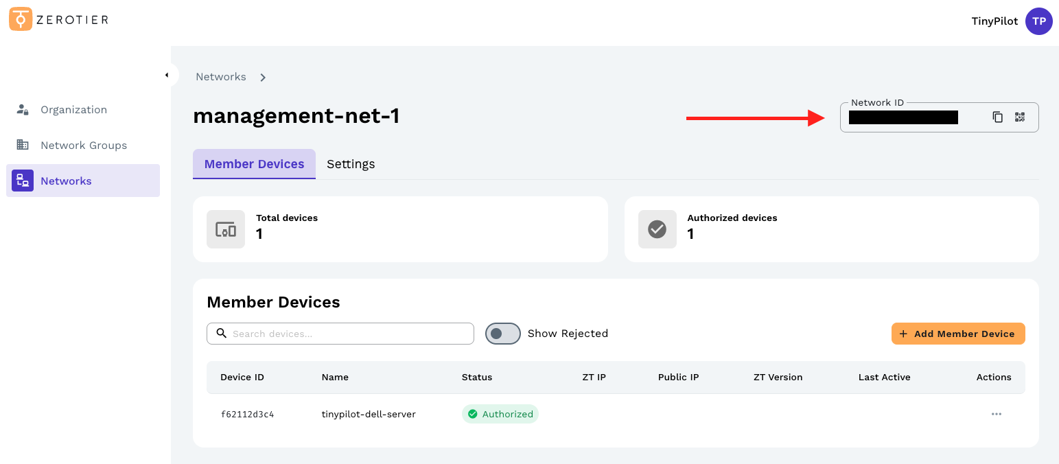A screenshot showing where to find your 16-digit Network ID.