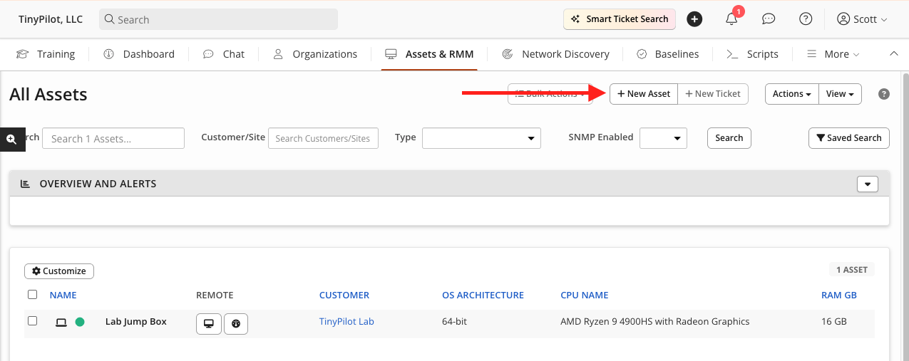 A screenshot showing the Syncro dashboard.