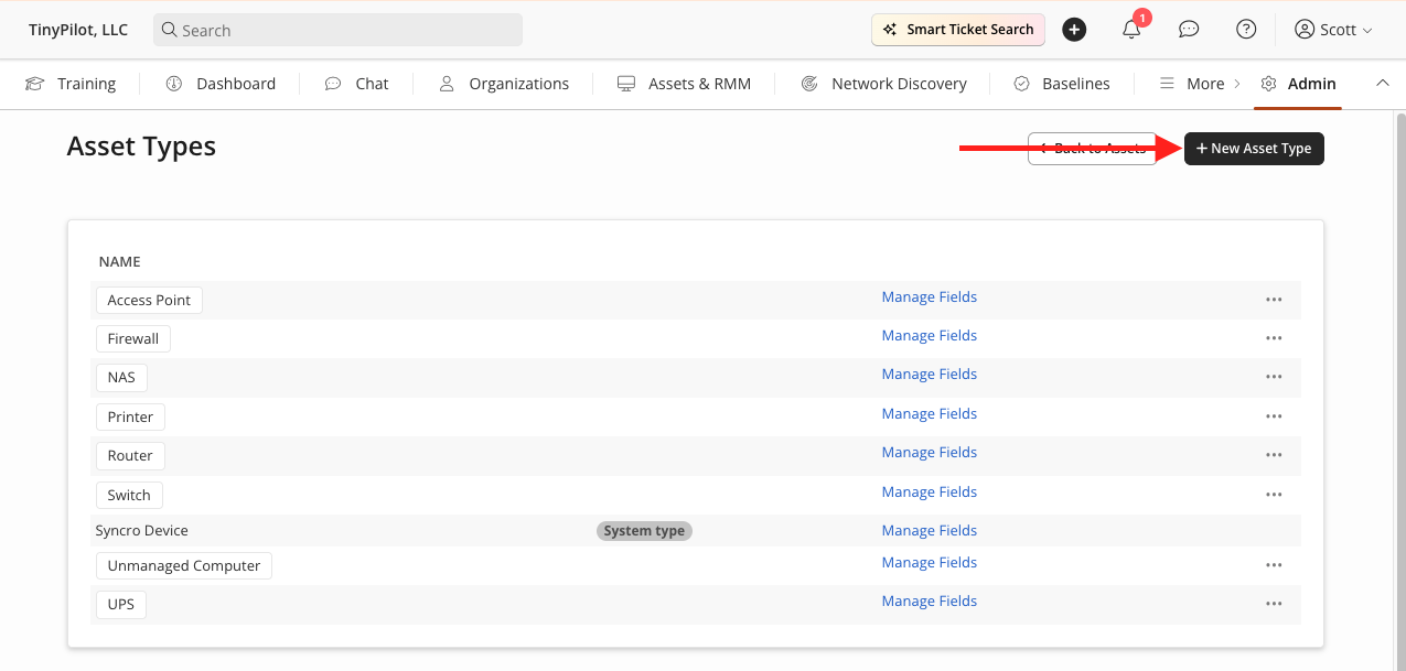 A screenshot showing the Syncro dashboard.