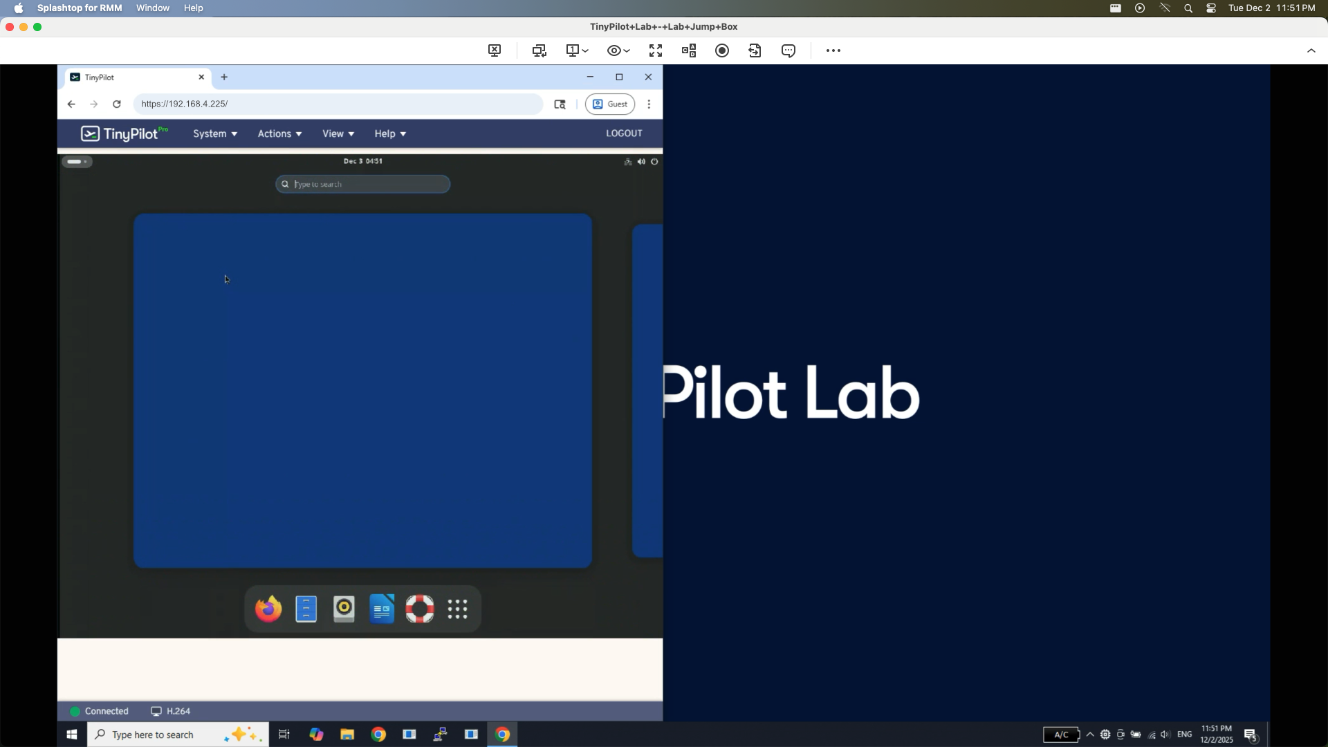 A screenshot showing how to access TinyPilot with Syncro.